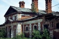 Old ruined abandoned brick manor of a Russian landowner Royalty Free Stock Photo