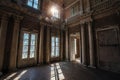 Old ruined abandoned historical mansion, inside view Royalty Free Stock Photo