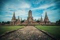 The old ruined ancient temple in Ayutthaya city