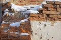 Old ruined brick wall closeup Royalty Free Stock Photo