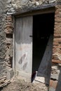 Old ruined cellar of red wine