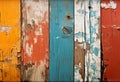 old ruined Colorful painted wooden plank background texture Royalty Free Stock Photo