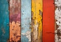 old ruined Colorful painted wooden plank background texture Royalty Free Stock Photo