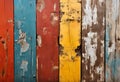 old ruined Colorful painted wooden plank background texture Royalty Free Stock Photo