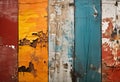 old ruined Colorful painted wooden plank background texture Royalty Free Stock Photo