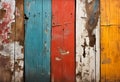 old ruined Colorful painted wooden plank background texture