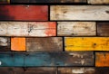 old ruined Colorful painted wooden plank background texture Royalty Free Stock Photo