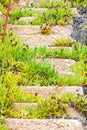 Old ruined concrete stairs at the beach, Halkidiki, Greece