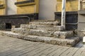 Old ruined concrete stairs before renovation works