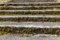 an old ruined concrete and stone staircase in the park Royalty Free Stock Photo