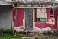 Old ruined house in slum with deteriorated facade Royalty Free Stock Photo