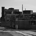 Old ruined industrial factory bw