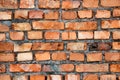 Old ruined red brick wall, background or texture Royalty Free Stock Photo