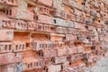 Old ruined red brick wall. Destroyed brickwork. Grunge background Royalty Free Stock Photo