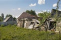 Old ruined rustic house in a village