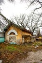 Old ruined stone barn with walled up Windows Royalty Free Stock Photo