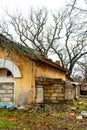 Old ruined stone barn with walled up Windows Royalty Free Stock Photo