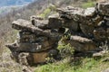 Old ruined stone wall closeup Royalty Free Stock Photo