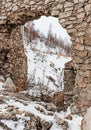 Old ruined stone wall Royalty Free Stock Photo