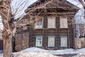 Old ruined two-storey wooden house Royalty Free Stock Photo