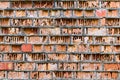 old ruined wall of red damaged bricks like a book in a library Royalty Free Stock Photo