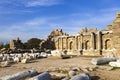 The old ruined walls of the ancient city . Beautiful background with ancient ruins and Sunny summer day. Royalty Free Stock Photo