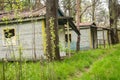 Old ruined wooden tourist cabins Royalty Free Stock Photo