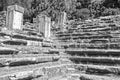 Old ruins of the ancient temple of Athena in Priene in Turkey on a hot summer day