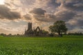 Old ruins of Ballinafagh Church with dramatic sky, Ireland Royalty Free Stock Photo