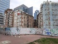 Old ruins buildings in the center of warsaw demolition construction site