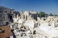 Old ruins of Greek theathre and colonnade in Side, Turkey Royalty Free Stock Photo