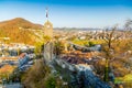 Old ruins of the mediaval Stein castle in Baden, Switzerland