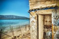 Old ruins by the sea in Mugoni beach in hdr Royalty Free Stock Photo
