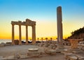 Old ruins in Side, Turkey at sunset Royalty Free Stock Photo