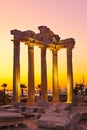 Old ruins in Side, Turkey at sunset Royalty Free Stock Photo