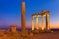 Old ruins in Side, Turkey at sunset Royalty Free Stock Photo