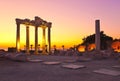 Old ruins in Side, Turkey at sunset Royalty Free Stock Photo