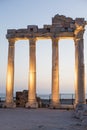 Old ruins in Side, Turkey at sunset - archeology background Royalty Free Stock Photo