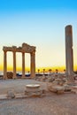 Old ruins in Side, Turkey at sunset Royalty Free Stock Photo