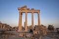 Old ruins of the Temple of Apollo under clear blue sky at sunset Royalty Free Stock Photo
