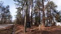 Old run down dilapidated trailer park Pine View sign