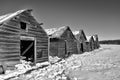 Old Run Down Granaries in Winter Royalty Free Stock Photo