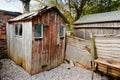 Old run down worn out rotting garden shed Royalty Free Stock Photo