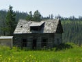 Old rundown log farm house in the wilderness