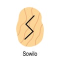 Old rune Sowilo, ancient Scandinavian alphabet vector illustration