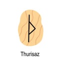 Old rune Thurisaz, ancient Scandinavian alphabet vector illustration