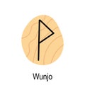 Old rune Wunjo, ancient Scandinavian alphabet vector illustration