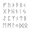 Old runes, ancient Scandinavian alphabet vector illustration, hand drawn typography
