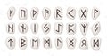 Old runic alphabet or hieroglyphics carved on stones vector flat illustration. Set of scandinavian or anglo saxon runes