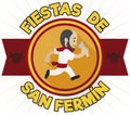 Old Runner Celebrating Running of the Bulls in San Fermin, Vector Illustration